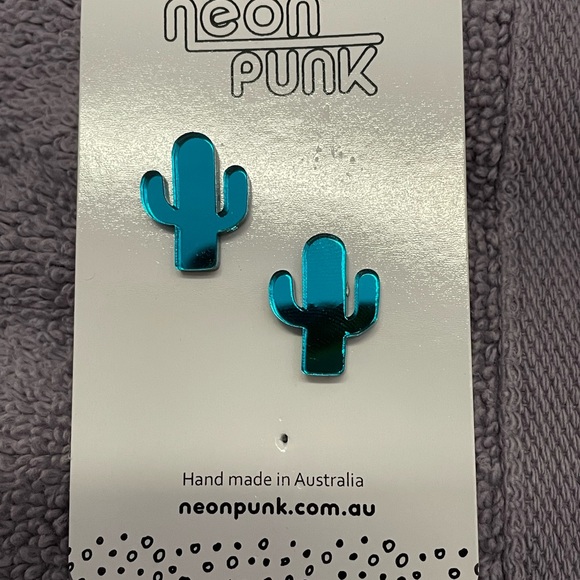 Neon Punk Cactus Pierced Earrings - Picture 1 of 2